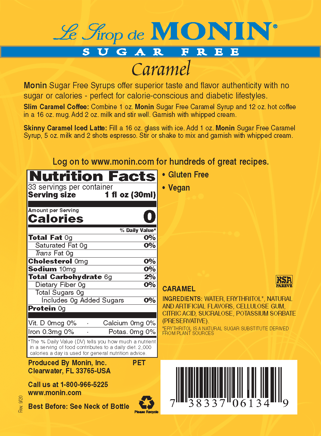 MONIN Caramel Syrup 1L